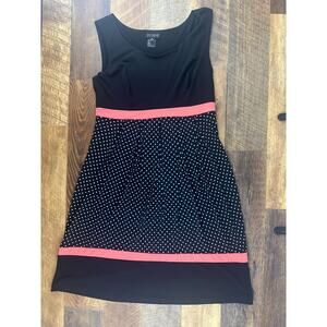 EnFocus Studio Polka Dot Dress Fit & Flare Career Party Black Red Size 6